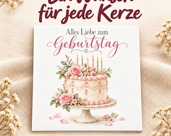 Beer-themed birthday card with name | Personalized card for beer fans | Birthday card with cake and flowers | Floral watercolor folding card