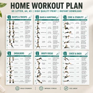 Programme d'entraînement à domicile pour femmes | Routine fractionnée de 6 jours | Programme d'entraînement musculaire et de tonification