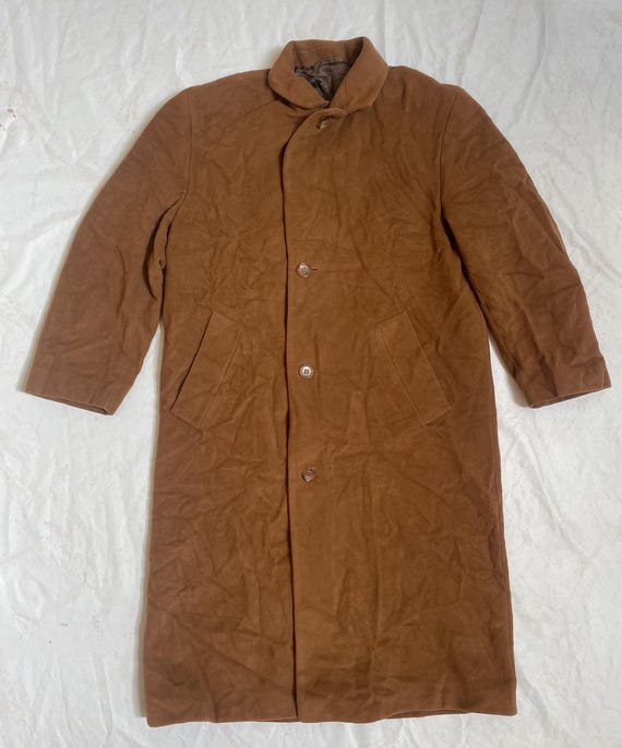 Hugo Boss, Vintage Hugo Boss Pure Virgin Wool Overcoat, Camel Brown Long Trench Coat, Men’s 100% Reine Schurwolle Winter Jacket, Size 48
