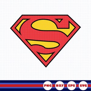 May include: A diamond-shaped emblem featuring a stylized red letter S on a yellow background, enclosed by a thick red border with a black outline. Below the emblem, four white circular icons contain the text PNG, DXF, EPS, and SVG.