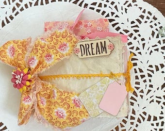 Handmade "Dream" Junk Journal with Vintage Fabric Cover