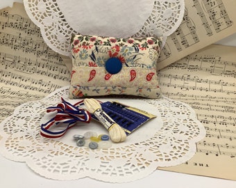 Hand made quilted pin cushion-Vintage OOAK pincushion-Repurposed antique quilt pincushions-One of a kind sewing notions