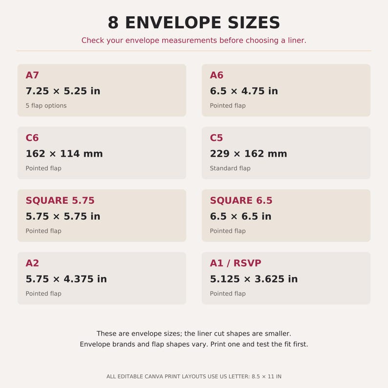 Envelope Liner Template Bundle: DIY Stationery Design Canva Digital ...