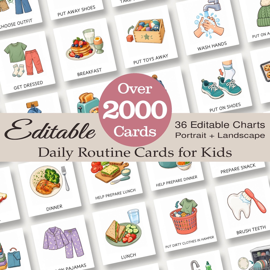 Daily Routine Cards, Visual Schedule, Toddler Routine Chart for Kids ...