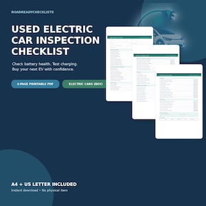 Checkliste für die Gebrauchtwagenprüfung von Elektroautos | Druckbare Checkliste für den Kauf von Elektrofahrzeugen (PDF)