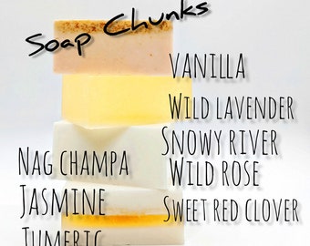 SOAP CHUNKS yummy scents moisturizing superfat bath soaps 5 oz each