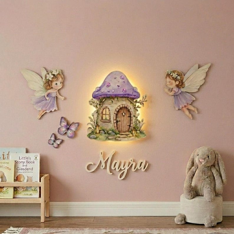 Personalized LED Wooden Wall Decor, Nursery Wall Art, Baby Name Sign ...