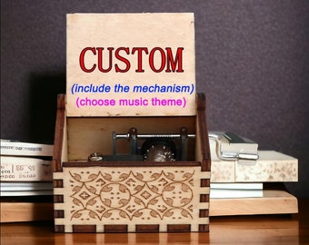 Custom Wooden Music Box, Personalized Custom Wooden Handmade Music Box, Custom Melody Music Box, Personalized Music Box