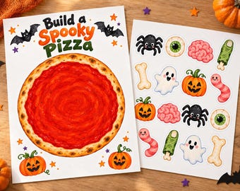 Build a Spooky Pizza Halloween Printable for Kids, Cut-and-Paste Activity, Instant PDF Download, 300 DPI, A4 & US Letter