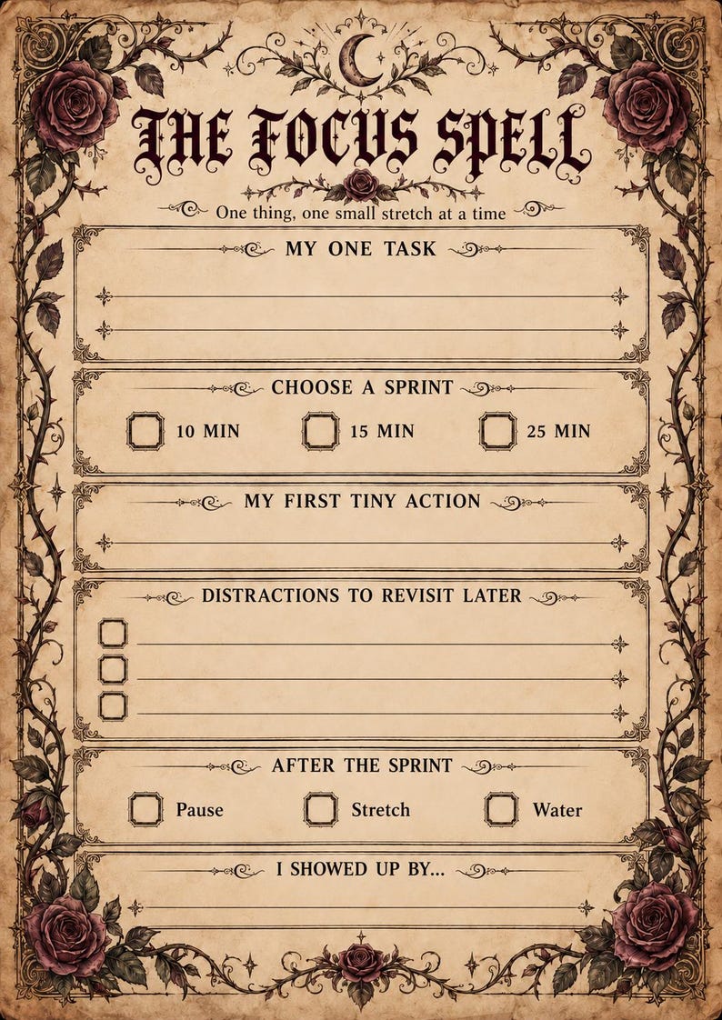 May Print Lettering Gothic ADHD Planner: 10 Printable Pages, A4 & US Letter Pdfs - Etsy
