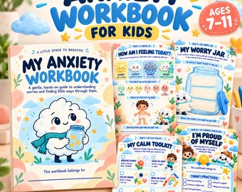 Cuaderno de ejercicios para niños con ansiedad, 10 páginas interactivas, para edades de 7 a 11 años (descarga en PDF)