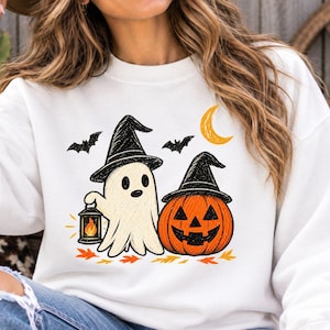 Preppy Floral Ghost Pumpkin PNG, dziewczęcy jesienny projekt na Halloween (pobranie cyfrowe)