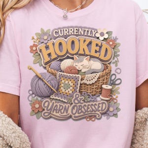 Crochet Lover PNG, Currently Hooked Yarn Crafter Design (Digital Download)