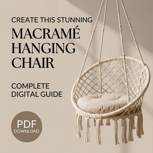 Macrame Hanging Chair PDF Pattern, Boho Swing DIY Tutorial (Digital Download)