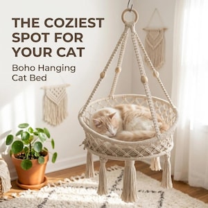 Macrame Hanging Cat Bed Pattern, Boho Hammock Tutorial, DIY Pet Swing (PDF Download)