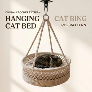 Crochet Hanging Cat Bed Pattern, Boho Pet Hammock Tutorial (Digital Download)