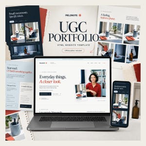 UGC Portfolio Website Template, HTML Creator Site with Video Gallery and Case Studies, FIELDNOTE