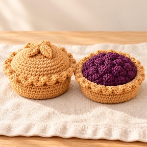 Pie and Tart Crochet Pattern PDF, Amigurumi Food, 5 Languages