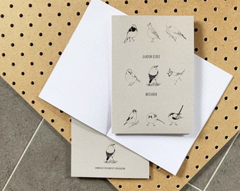 Garden Birds - A5 Notebook - Hand drawn illustrations.