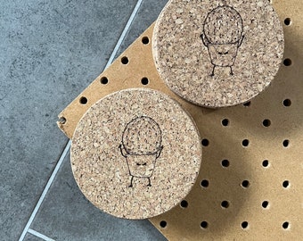 SECONDS Hostile Houseplants - Cork Coaster - Laser etched designs for your perfect drink perch.