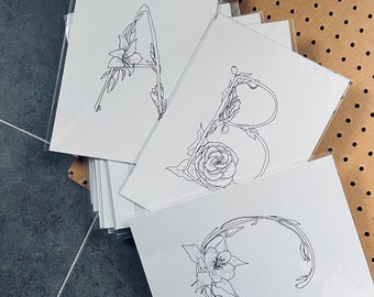 Flower Alphabet - Hand drawn Illustrated Letter prints - Discontinued/limited stock