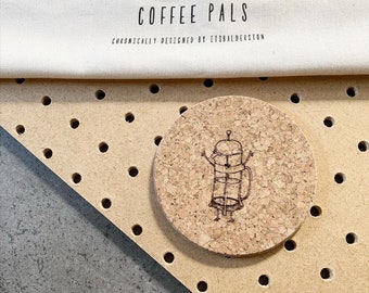 Coffee Pals - Cork Coaster - Laser etched designs for your perfect drink perch.