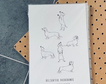 SECONDS/DISCONTINUED - Dachshund Dogs - A4 print.