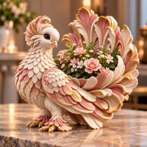 Bird Planter STL | Pigeon Plant Pot 3D Print File | Cute Animal Succulent Planter | Decorative Flower Pot | Garden Decor