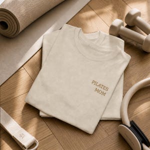 Pilates Mom Tee | Minimal Script Chest Logo