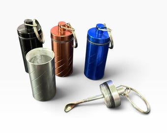 Aluminum Travel Dispenser Jar Keychain: For Spice, Sweetener, or Supplement with Extending Spoon - Craft Jar