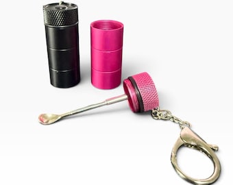 Aluminum Travel Dispenser Jar Keychain: For Spice, Sweetener, or Supplement with Extending Spoon - Craft Jar