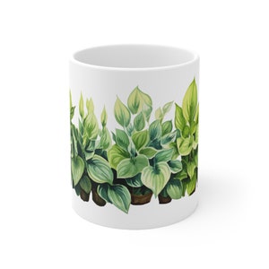 A Line Up of Beautiful Green Hostas! Ceramic Mug 11oz