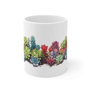 A Line Up of Beautiful Succulents and Cactus!! Ceramic Mug 11oz