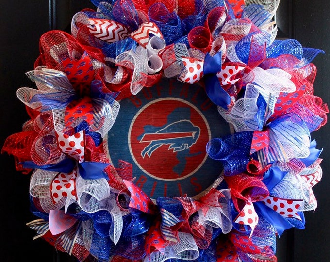 Buffalo Bills Inspired Sports Ribbon Mesh Wreath - Etsy