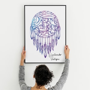 Dream Without Fear DreamCatcher Digital Art Print Watercolor Look