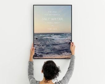 The Cure for Anything Quote Isak Dinesen Sea Photograph Print Digital Art Wall Decor
