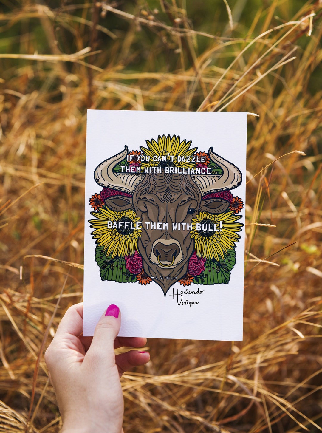 Baffle Them With Bull Quote Print Digital Art Wall Decor Etsy