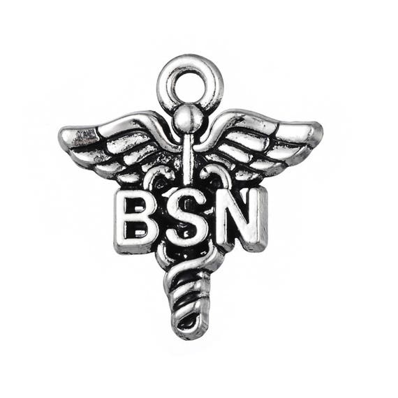 Pieces Antique Silver BSN (bachelor of Science Nursing) Caduceus
