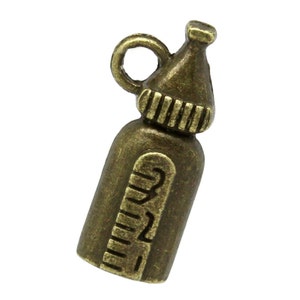 10 Pieces Antique Bronze Baby Bottle Charms