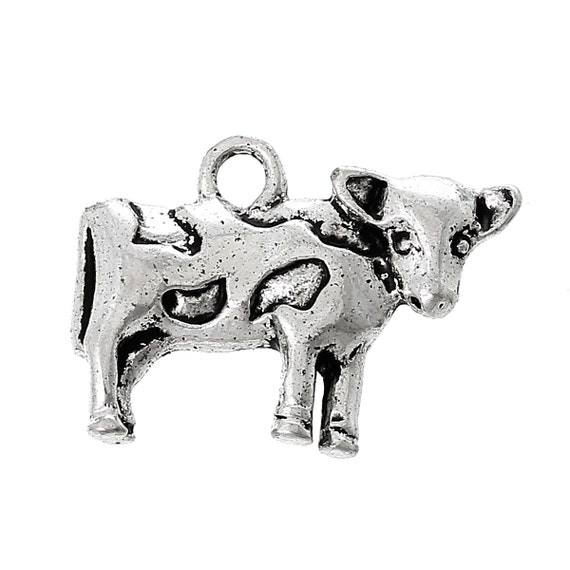 Charme Vache Argent Sterling Vintage 2,8g - 1,9cm - Occasion En Bon état - Bijou Breloque