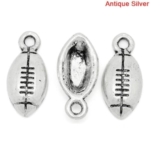 Bulk 100 Pieces Antique Silver Football Charms
