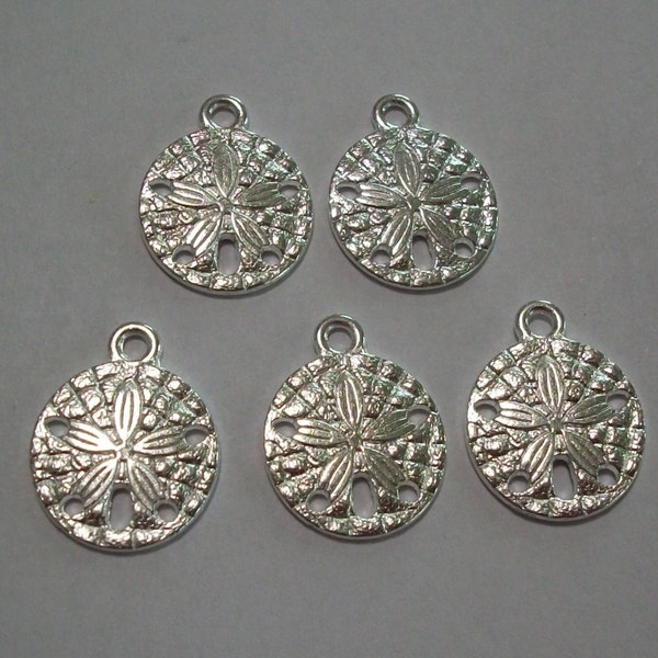 5 pieces Antique Silver Sand Dollar Charms