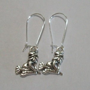 Cute Pair Of Halloween Witch On Broom Earrings