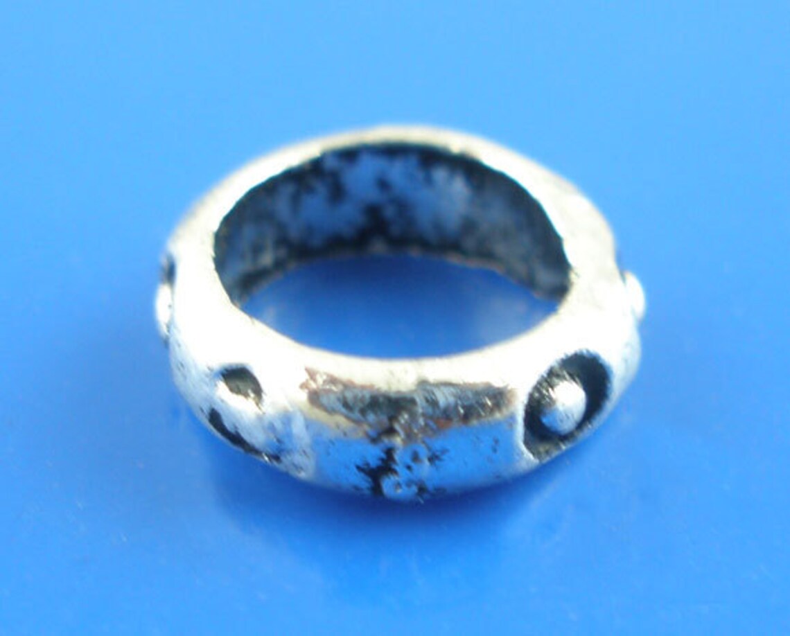 5 Pieces Antique Silver Ring Pattern European Spacer Beads Etsy