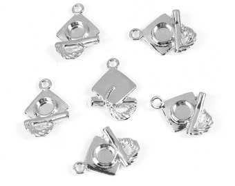 10 Pieces Silver Tone Graduation Cap Charms, 20mm( 6/8") x 13mm( 4/8")