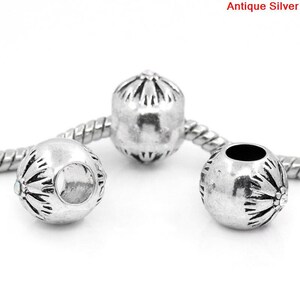 4 Pieces Antique Silver Flower Pattern W/AB Rhinestone European Charms