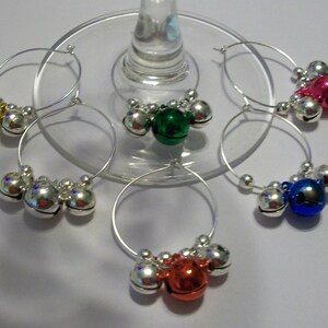 Set of 6 Pretty Christmas Jingle Bell Wine Charms