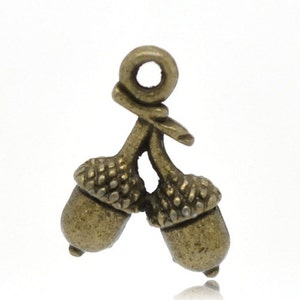 5 Pieces Antique Bronze Acorn Charms
