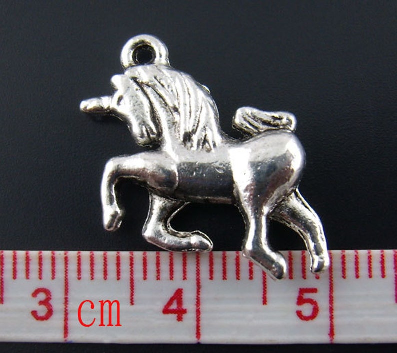 10 Pieces Antique Silver Unicorn Charms image 3