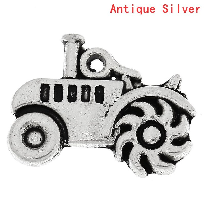 10 Pieces Antique Silver Tractor Charms | Etsy